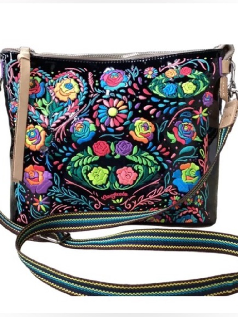 Consuela Downtown Rita Crossbody Bag neon, electric floral black handbag - Picture 3 of 17
